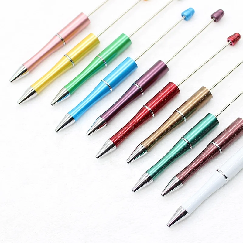 Plastic Beadable Ball Pen Bead Pens for DIY Present Kids Students Office School Supplies