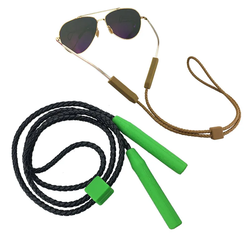 Изготовленный на заказ регулируемый микрофибра ткань искусственная кожа шнур для очков солнцезащитных очков и ремешком в форме держатель для очков-карабином новые стильные тесёмки оптом цепи
