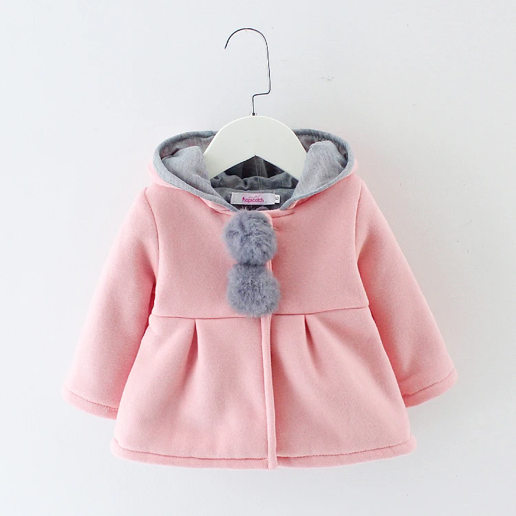 
Comfortable cotton winter soft warm cotton Zipper small girls child coat with long ear hat cute 6-48months baby kids coat 