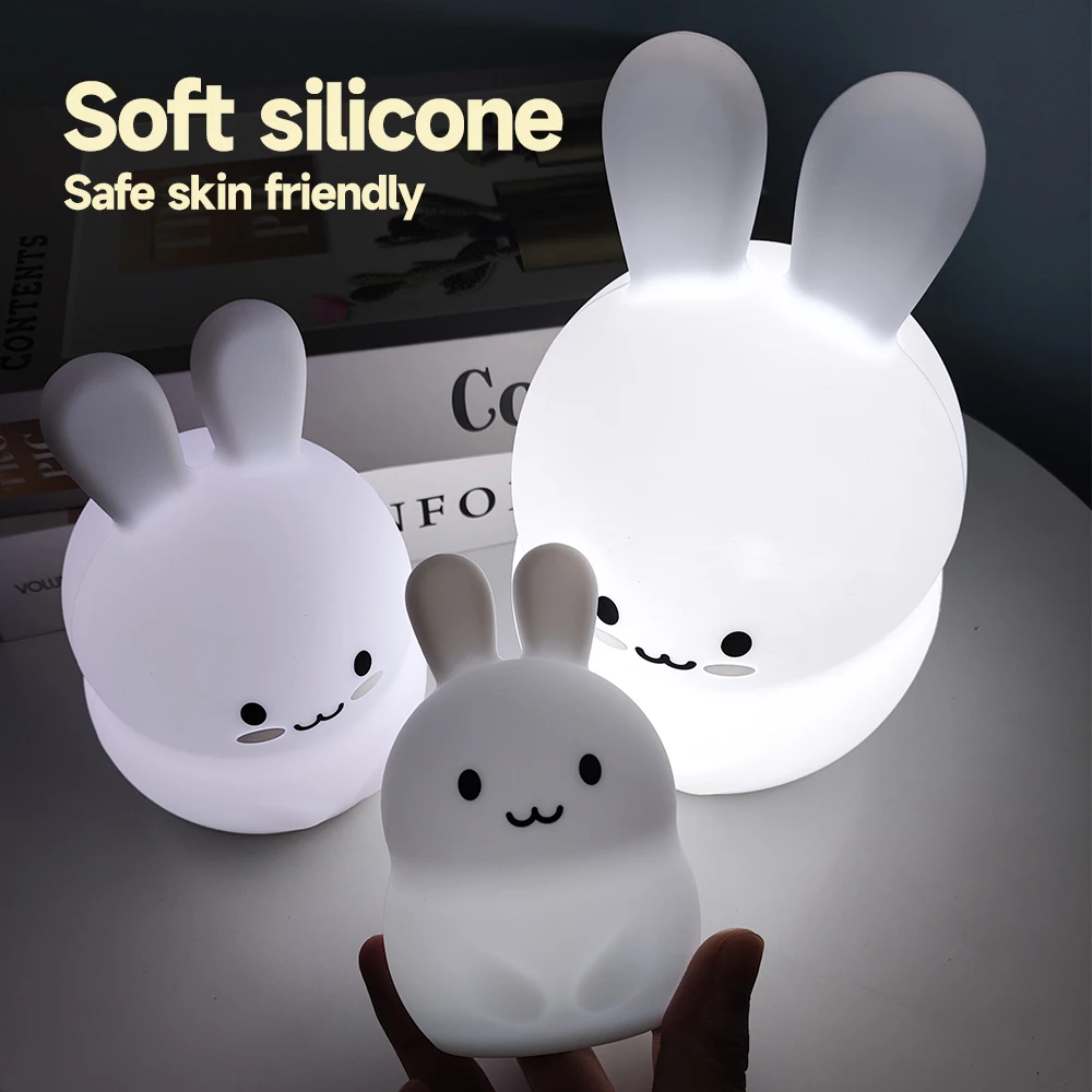 Baby Nursery Lamp Breathing Led Pat Night Light Bunny Rabbit Silicone Creative Night Light for Living Room Bedroom Decor