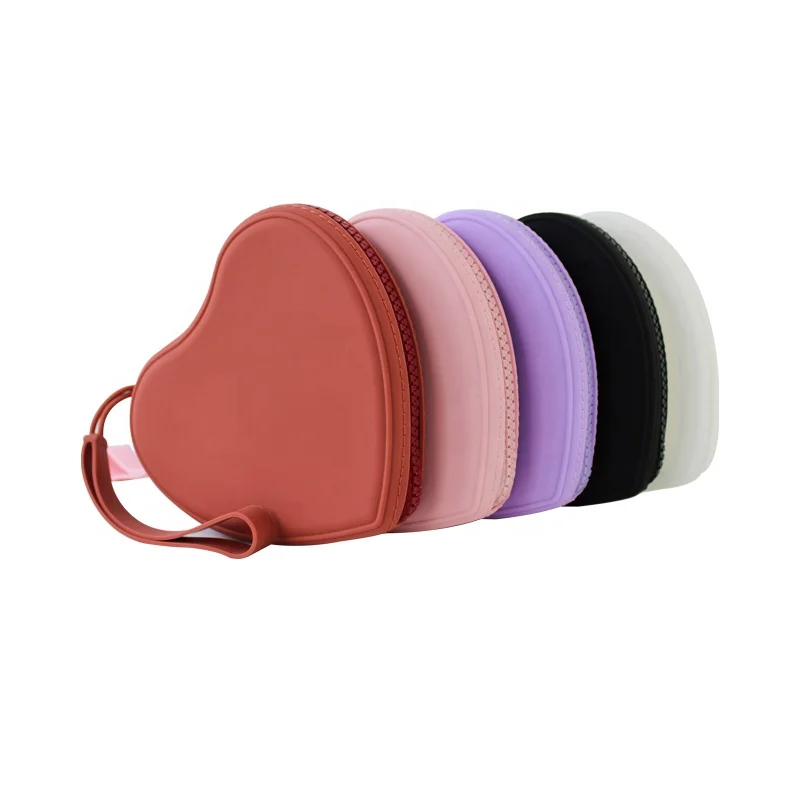 Heart-Shaped Cute Coin Pouch Small Student Girls Mini Purse with Zipper Silicone Coin Purse