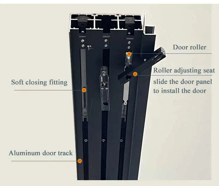 HDSAFE office door manufacturer soft closing telescopic panel sliding door living room Luxury indoor glass panel door aluminum