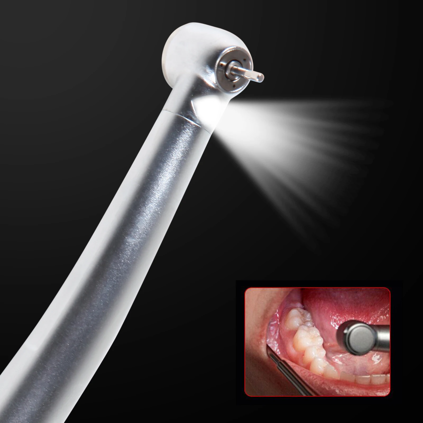 Dental High Speed Turbine Handpiece LED E-generator Push Button Triple 2Hole