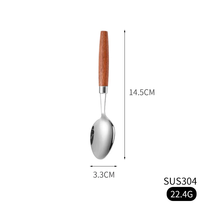 wood handle four pieces 304 stainless steel cutlery set for restaurant kitchen cutlery