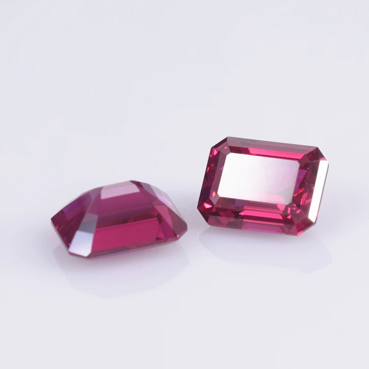 ROOMY 5A High Quality Step Emerald Cut Czochralski Lab Grown Ruby Loose Gemstone For Ring Necklace Pendant Earrings Making