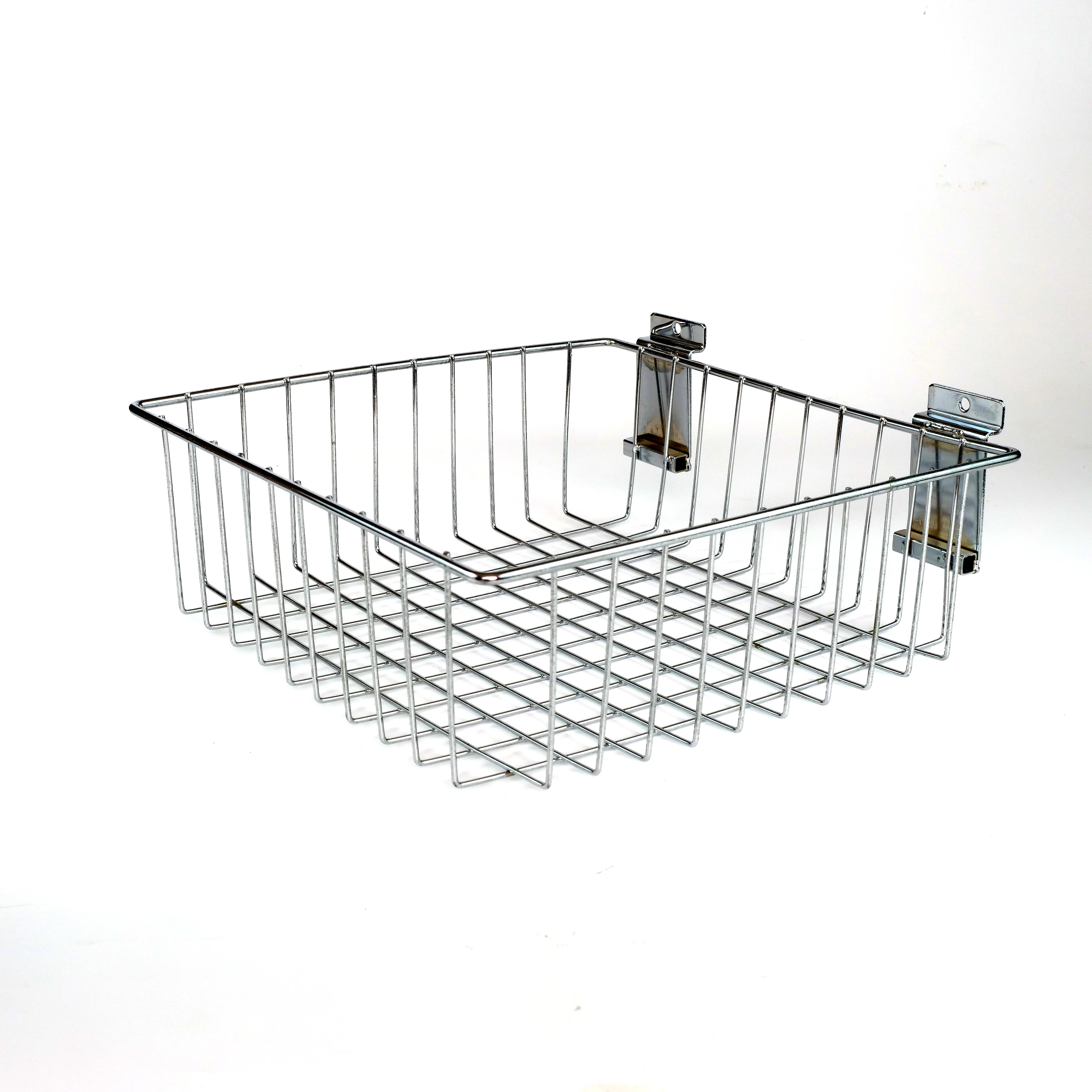 Chrome Slatwall Wire Basket Hanging Organizer Storage Display Rack for Supermarket