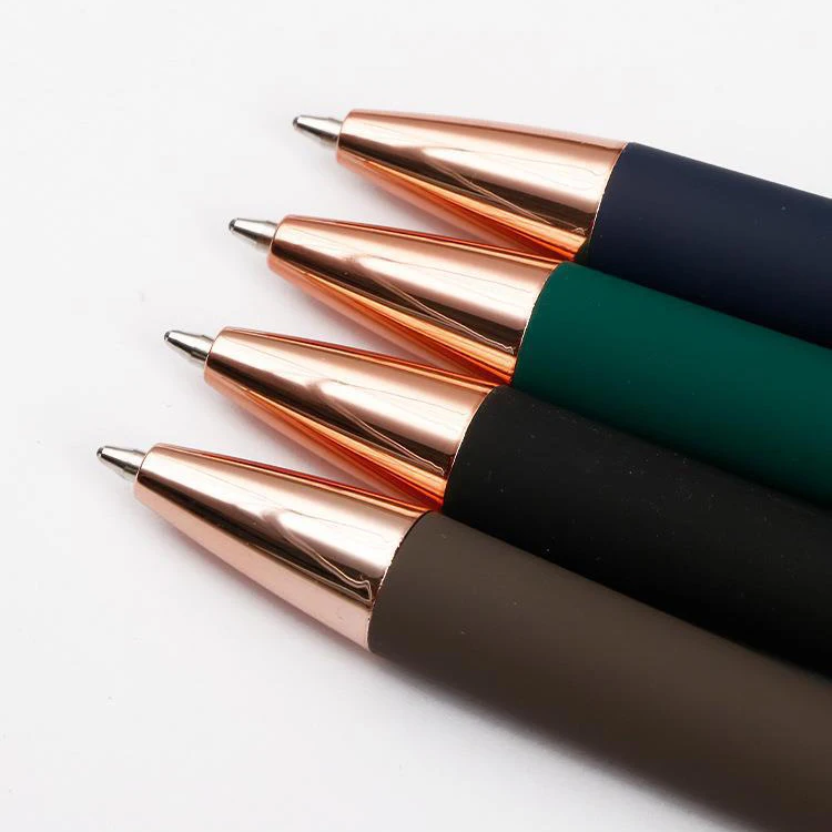 Promotional Business Aluminum Ballpoint Stylus Pen Metal Rose Gold Ballpoint Pens Touch Screens Rubber Ball point Pens