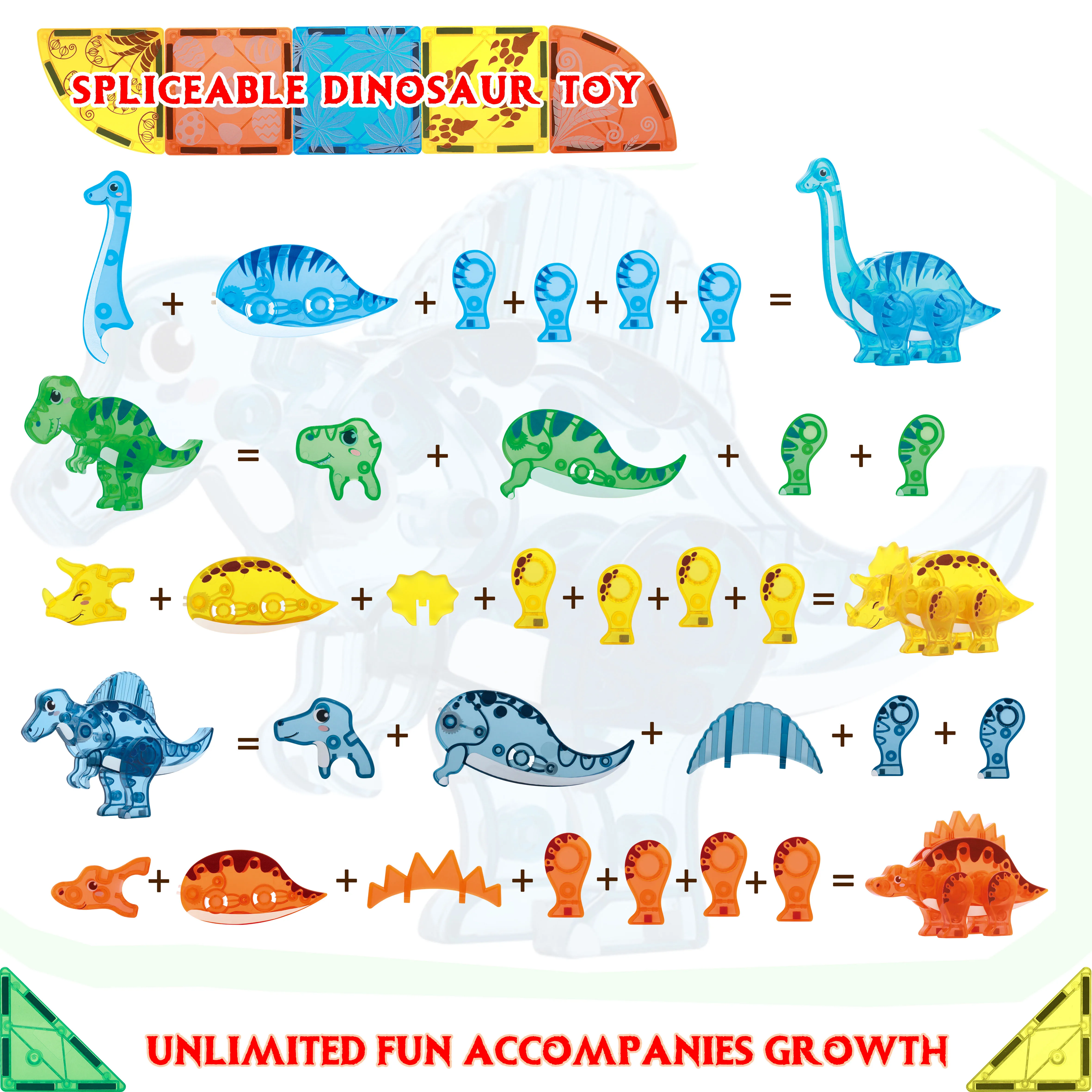 Animal Dinosaur Magnetic Blocks Toy 3D Toy Magnetic Tiles Building Set Educational Toys For Children