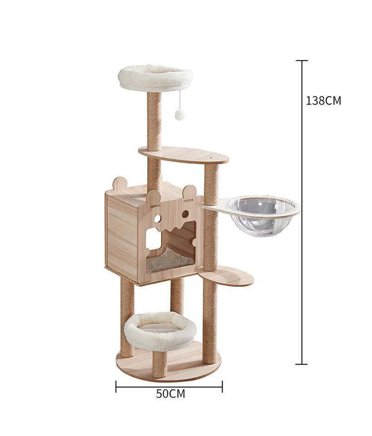 Cat Climbing Frame Integrated Nest Cat Tree Tower Shelf Large Sisal Toy Jumping Platform Scrapers Cats Toys for Pet Products