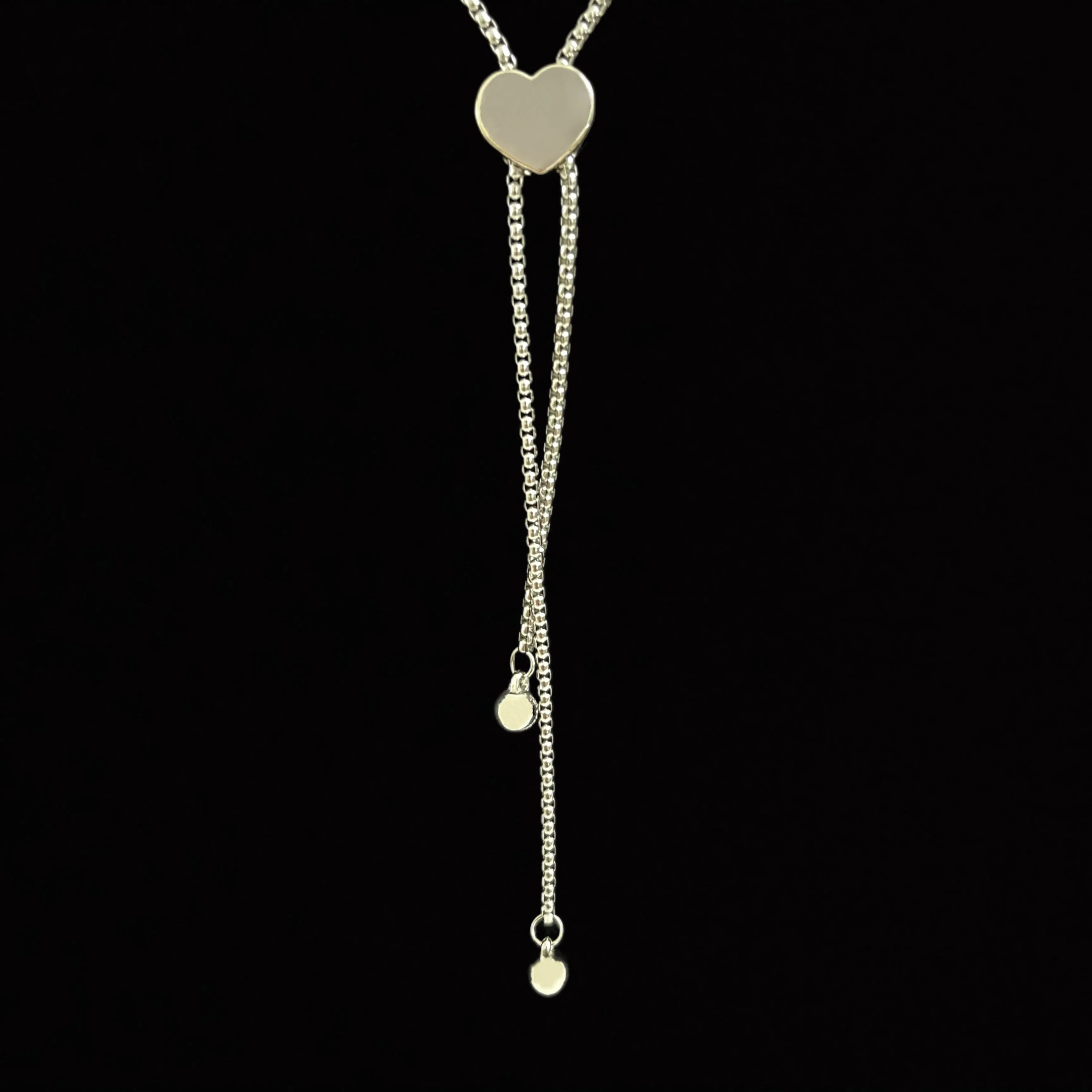 Wholesale Heart Fashion Metal Cord Adjuster with Stainless Steel Chain Slider Box Chain for Clothing Clip Curb Trim Accessory