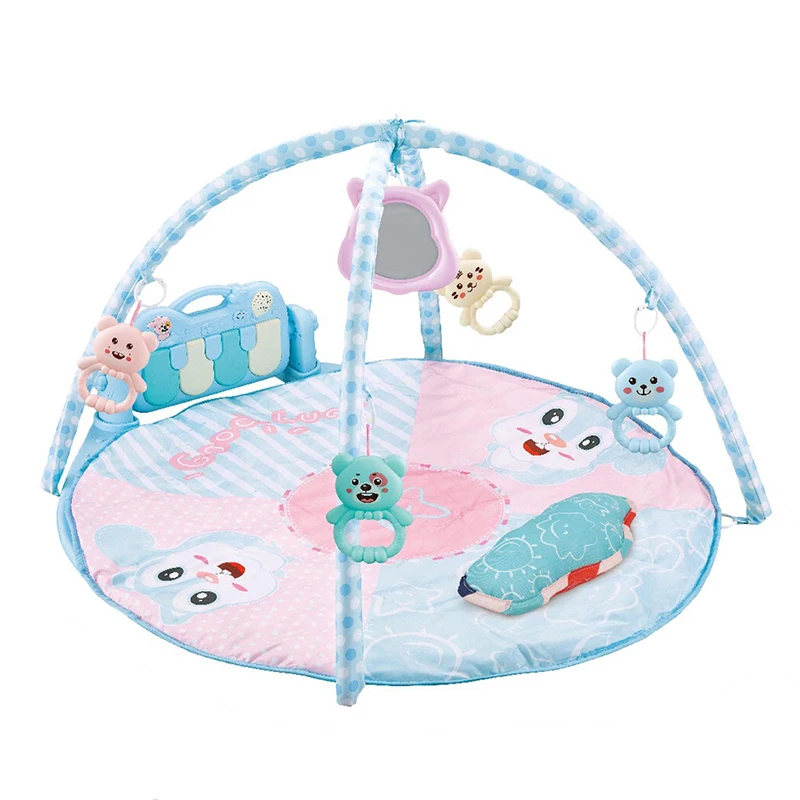 Baby Play Gym Mat Pedal Piano crawling Activity playmat with music and animal rattles