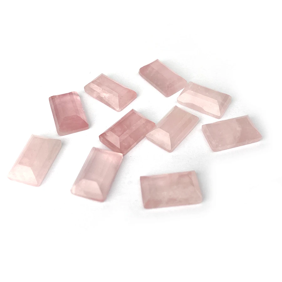 Nature crystal rose quartz loose cabochon gemstone wholesale polish gems cutting Smooth and flat square Pink crystal stone