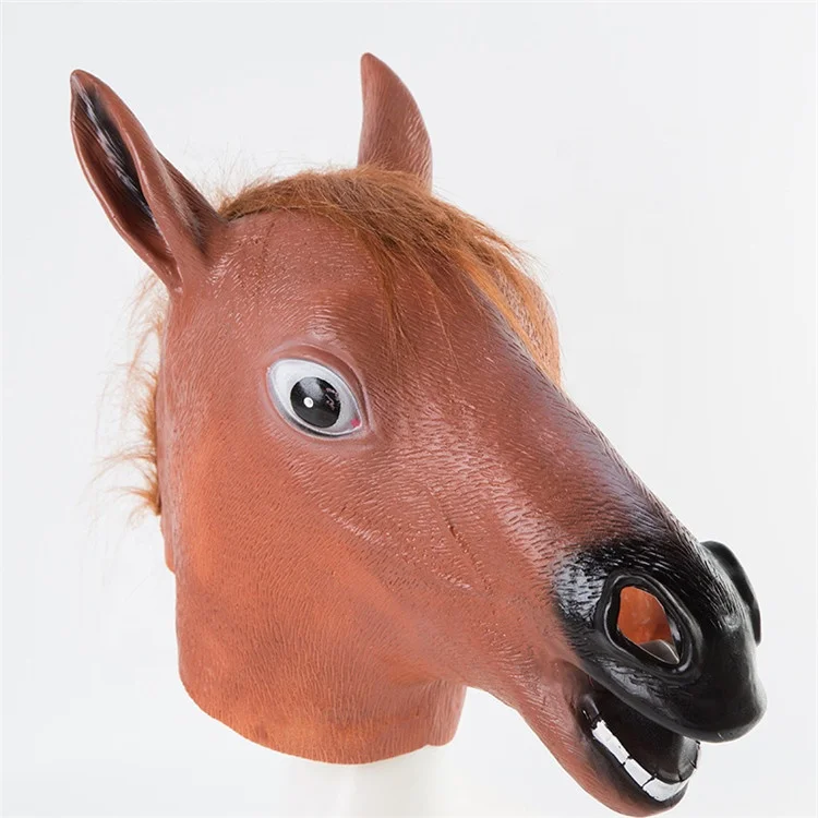 PoeticExist Party Novelties Hacker Costume Horse Head Human Face Anime Scary Latex Horror Celebrities Halloween Realistic  Mask