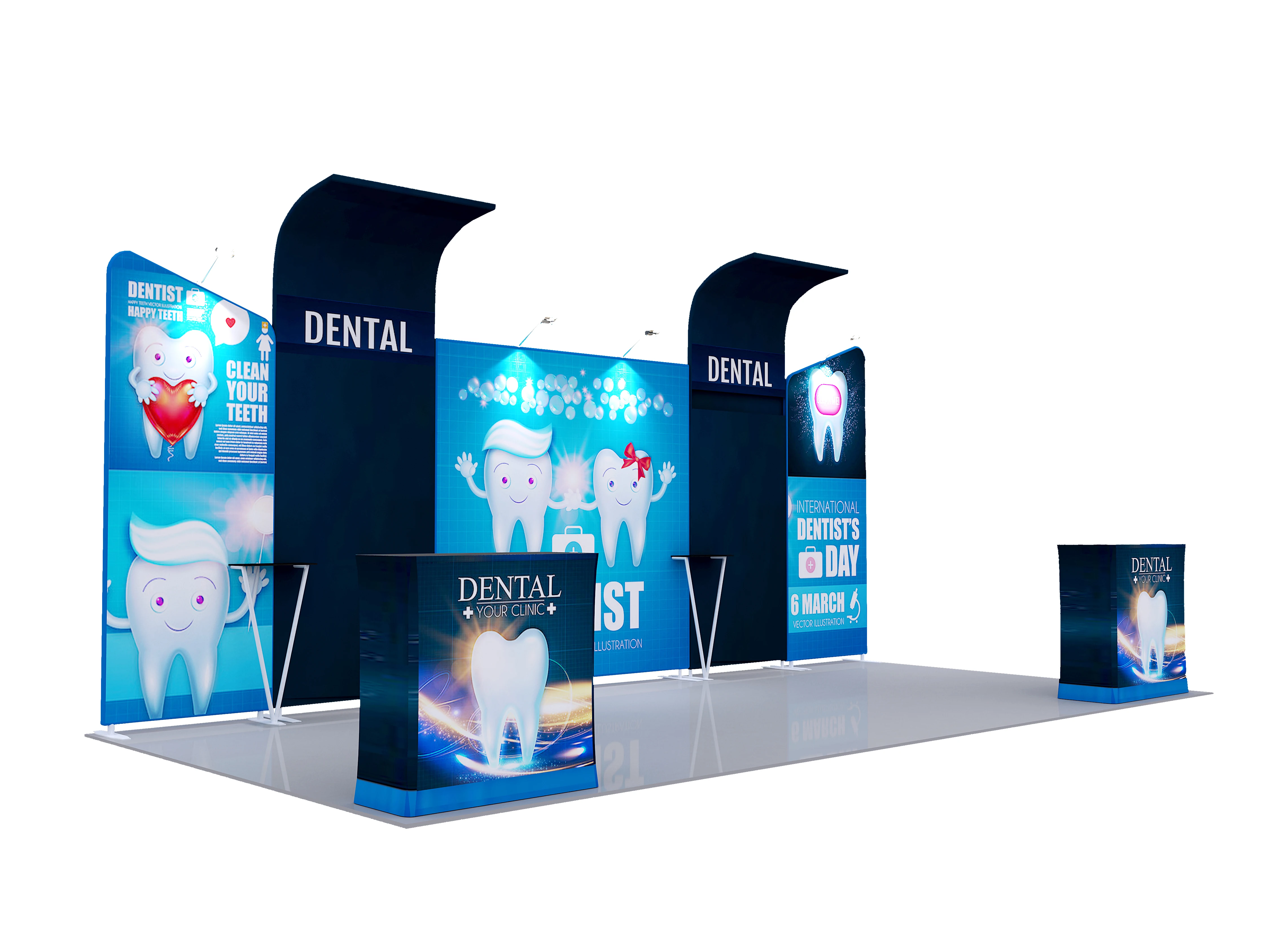 Easy Install Aluminum Fabric Advertising Event Portable Exhibition Booth Counter for Display