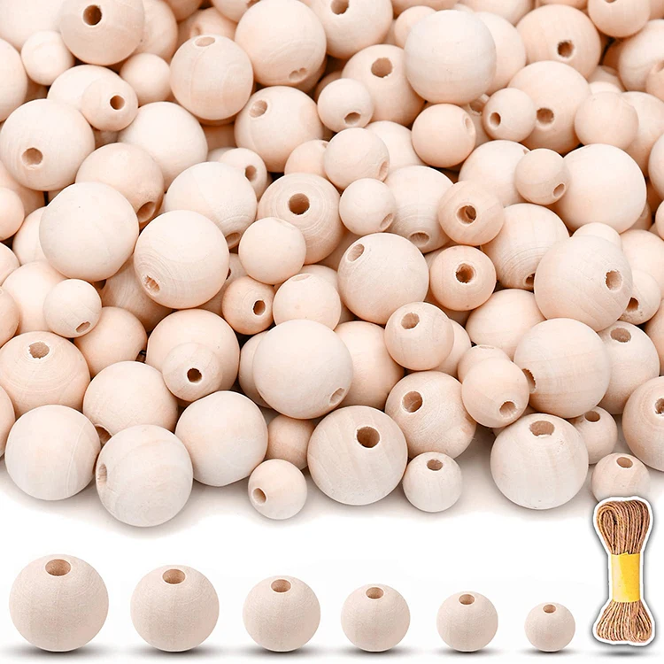 Wholesale Wooden Round Crafts Natural Wood Beads for Jewelry Making