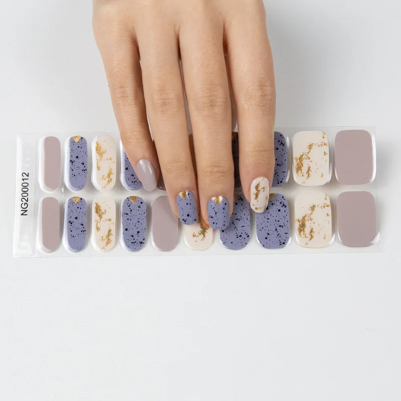 2024 Gel Nail Strips Patch Sliders Flowers Gradient Color Adhesive Full Cover Gel Nail Stickers UV Lamp Cured Manicure