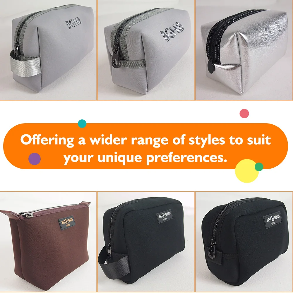 Portable simple fashion Environmental friendly neoprene cosmetic bag custom design logo neoprene makeup pouch toiletry bag