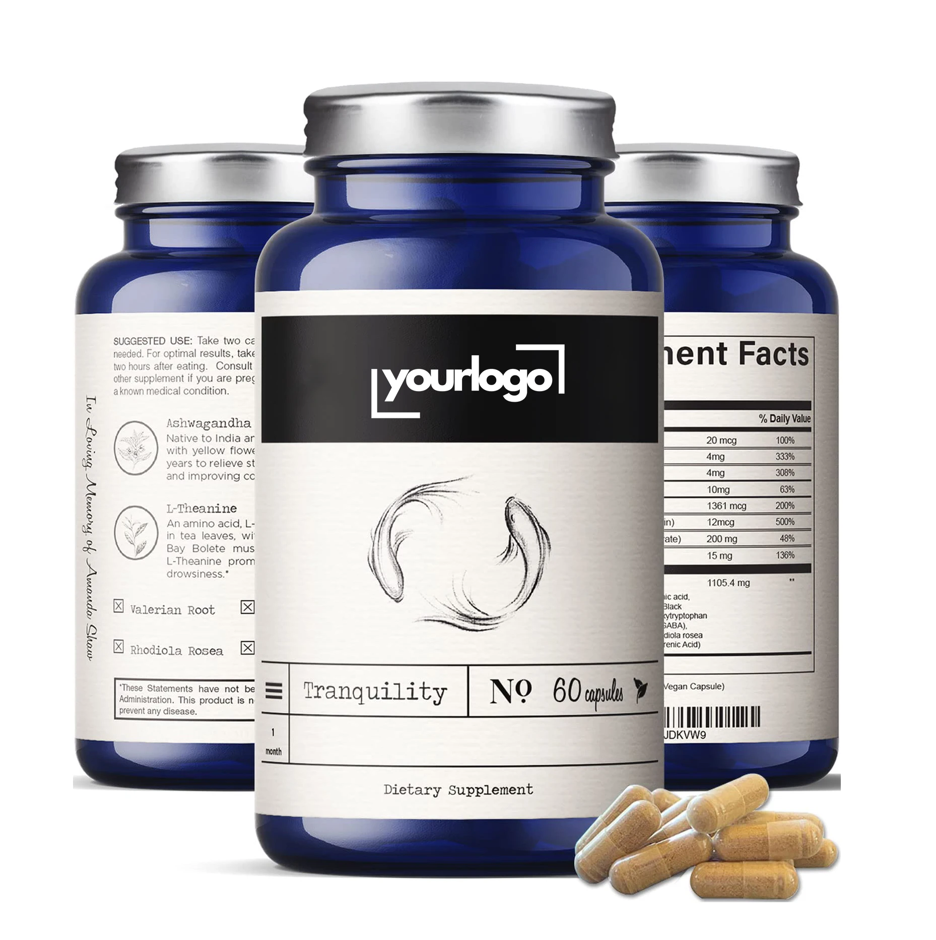 Cortisol Manager Reduce Tension, Worry, & Nervousness Ayurvedic Ashwagandha, L-Theanine, GABA, Rhodiola, Valerian Improve Sleep