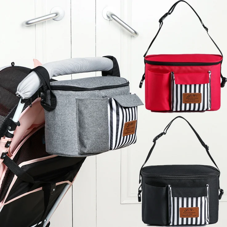 Wholesale Cotton Fabric Baby Stroller Hanging Bag Organizer Black