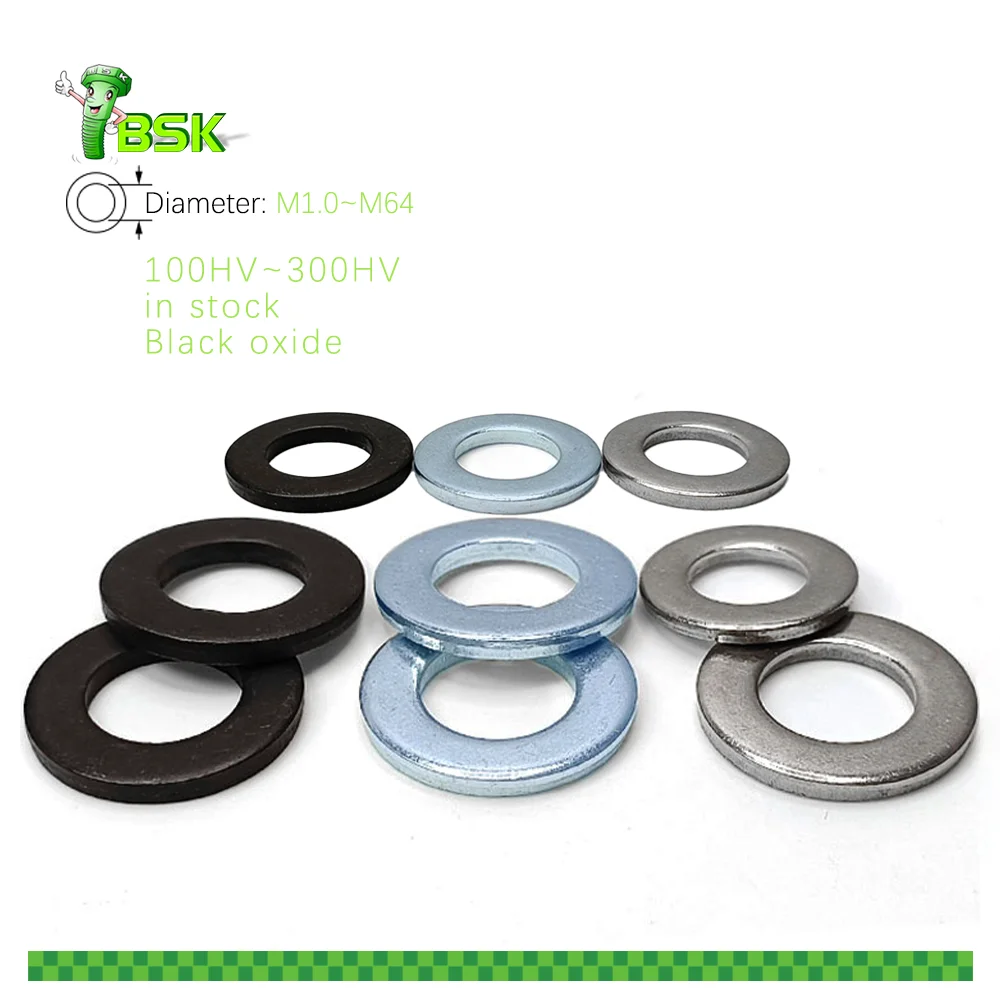 Wholesale Galvanized Flat Washer for screw size M2-M64 Carbon Steel Class8.8 10.9 12.9 SAE USS ASME washers  Black Oxide