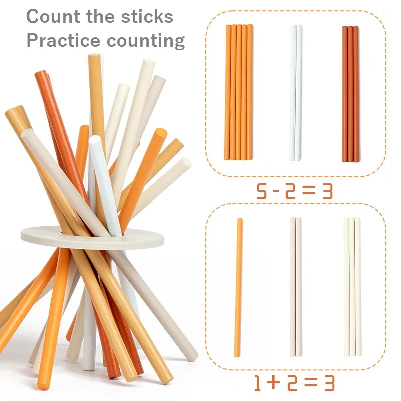 Montessori Wooden Board Games for Kids indoor Colorful Stick Math Educational Toys Dice Games Classic Fun Kerplunk Family Game