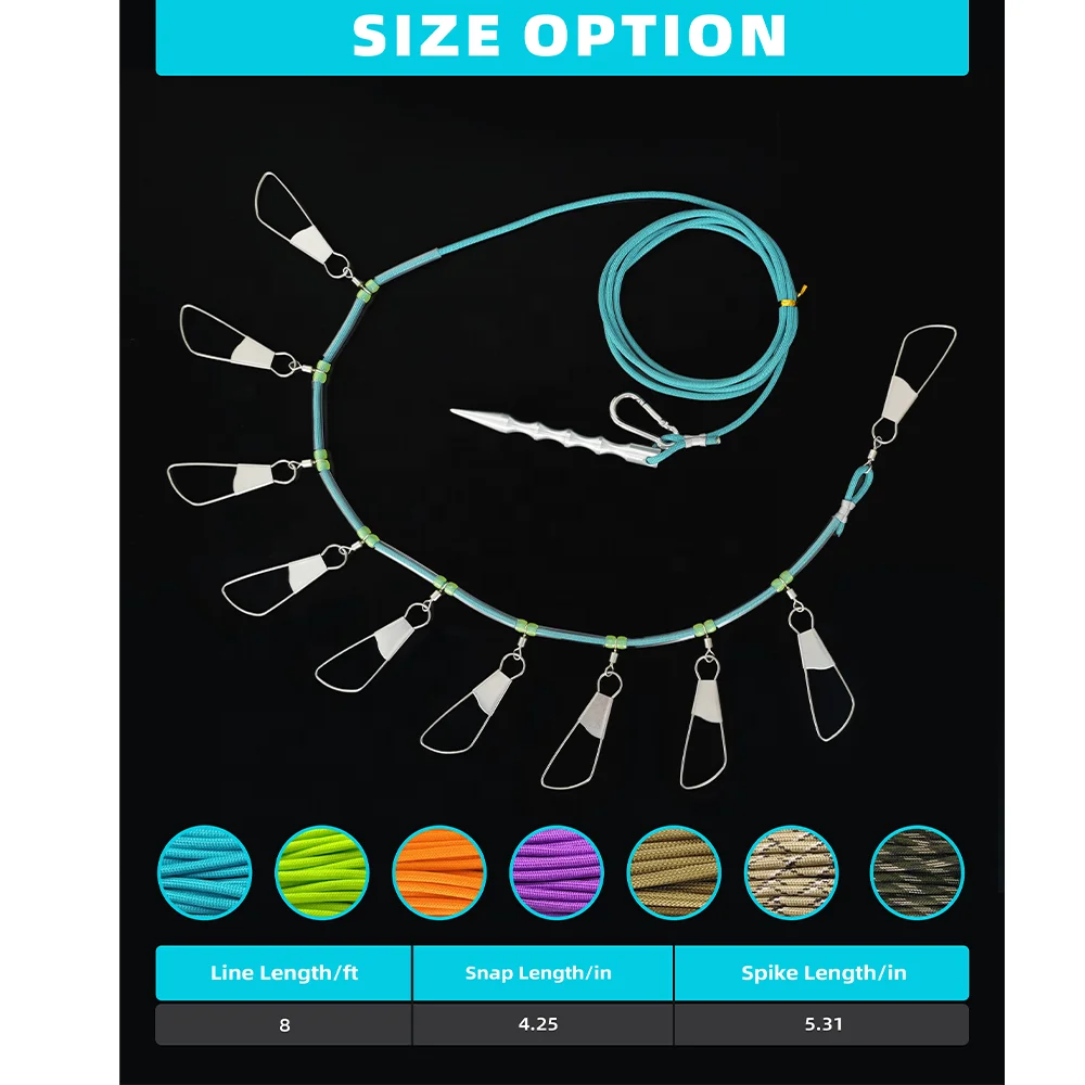 Fishing Tackle Stringer Clip Fish Holder Stringer Lock Stainless Steel Rope Fish Lock Belt