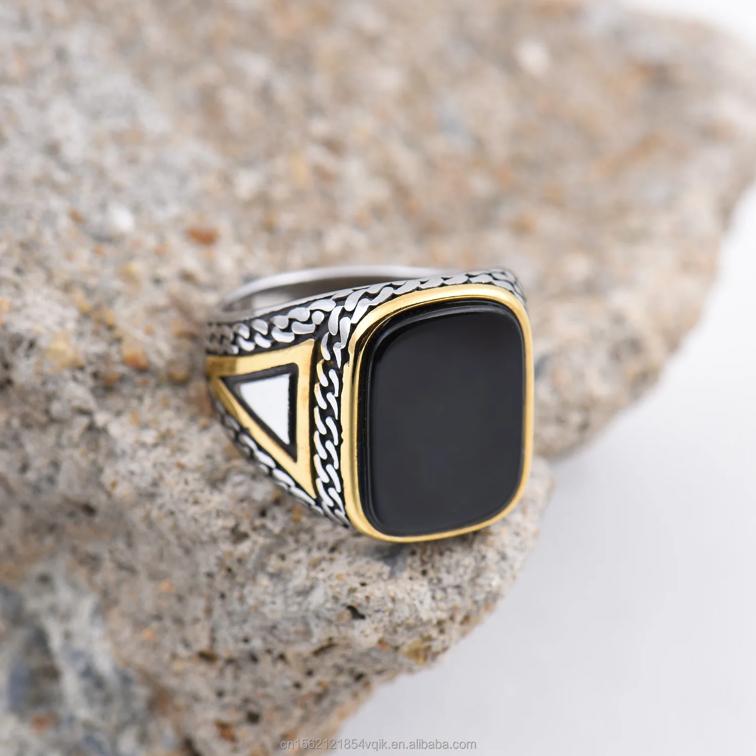 R3427 винтажное высококачественное кольцо из драгоценного камней 18K позолоченное нержавеющей стали Агат для мужчин/женщин