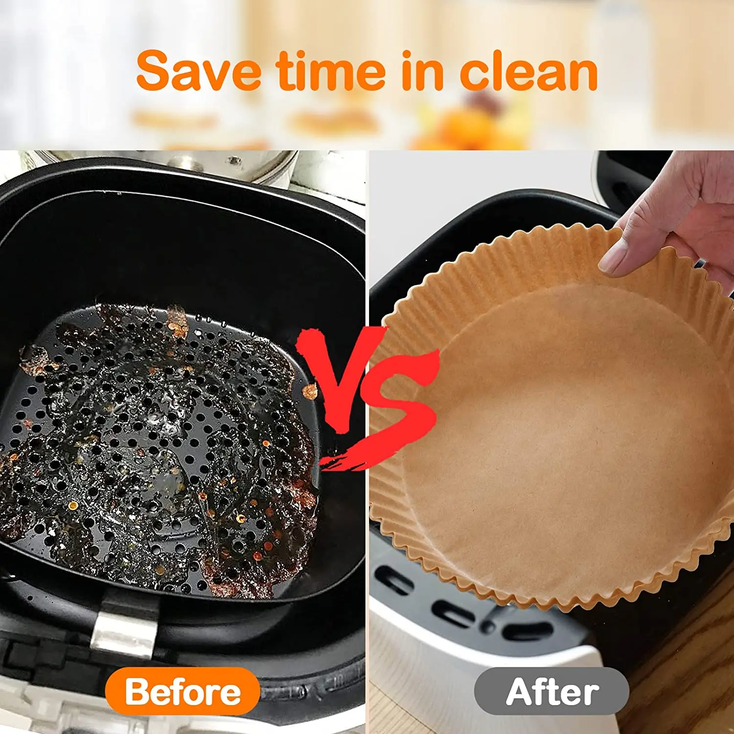 Resistant  Silicone  Air Fryer Liners  Oil-proof Coated Round Parchment Paper  Parchment for Baking Roasting