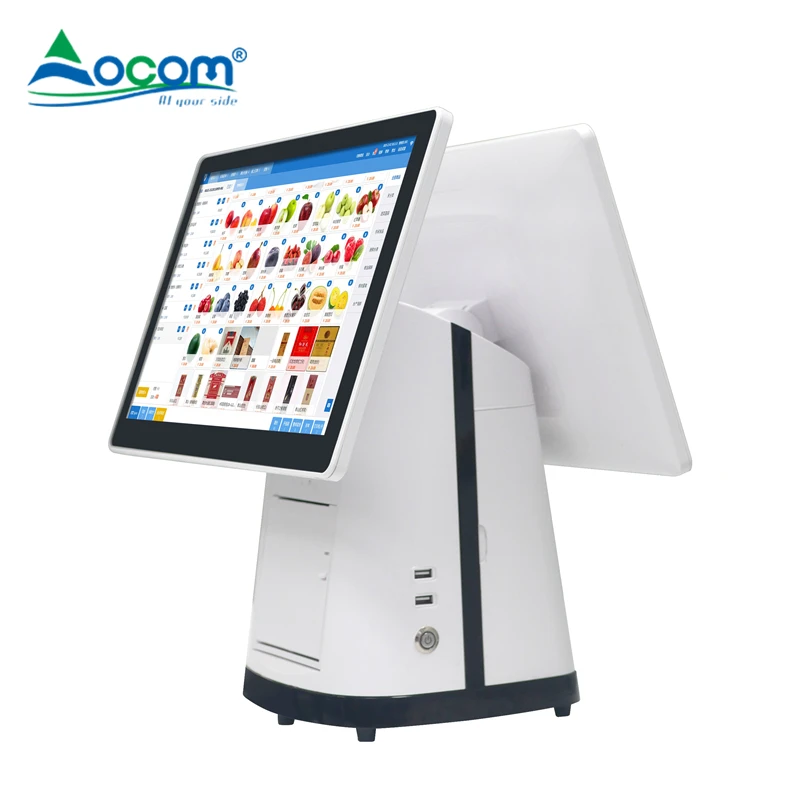Built in High Speed Printer Ocom 15.6 Thin Smart Pos Pc Monitor Dual Touch Screen Sistema All in One Printer Android Pos