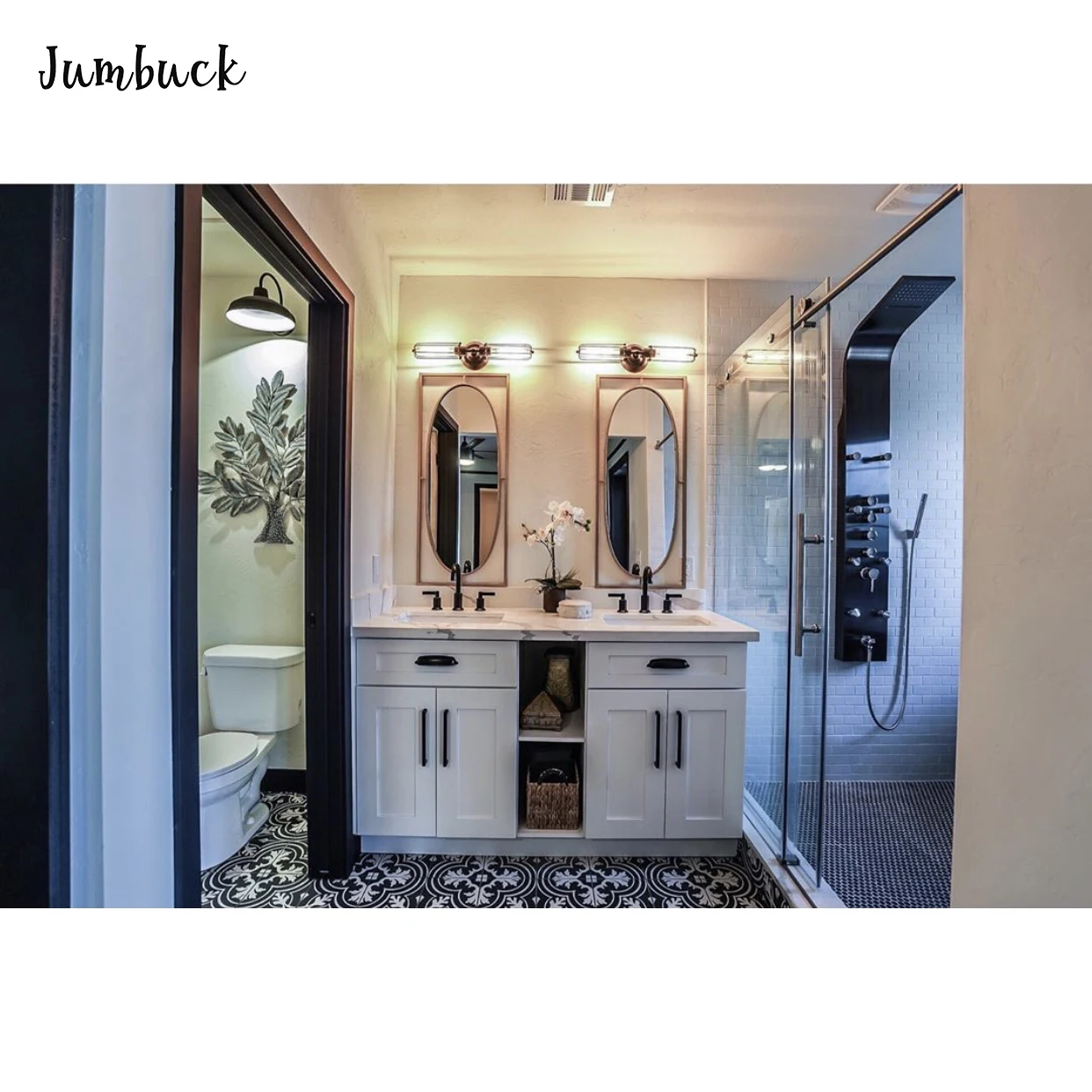 
North American Standard Shaker Double Sink Bathroom Vanity Cabinet Unit With Quartz Top 