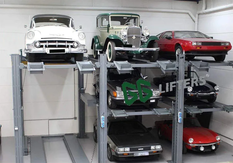 GG Triple Stacker Car Lift Motor Drive Triparker Parking Lifters for 3 Cars Steel Plastic Button Operation Mode Car Parking Lot