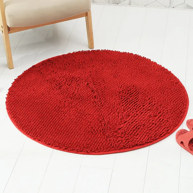 Custom Living Room Large Round Shaggy Chenille Rugs With PVC Non-slip bottom