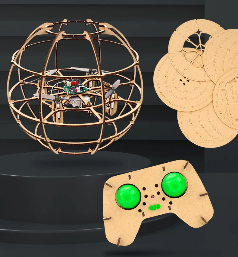 Wooden DIY RC Drone parts assembly accessories Kit Educational Dron Toys Ball Drone for Kids Student Education Programming