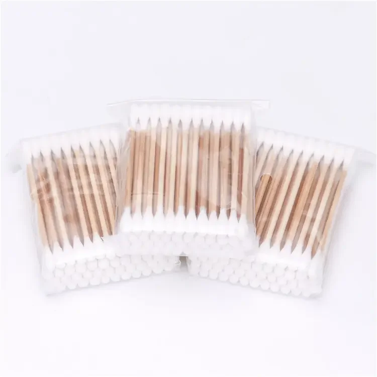 Customizable Logo 100pcs Make Up Remover Double-endeed Bamboo Wooden Cotton Swabs Q-tip Cotton Buds For Daily Used Tools
