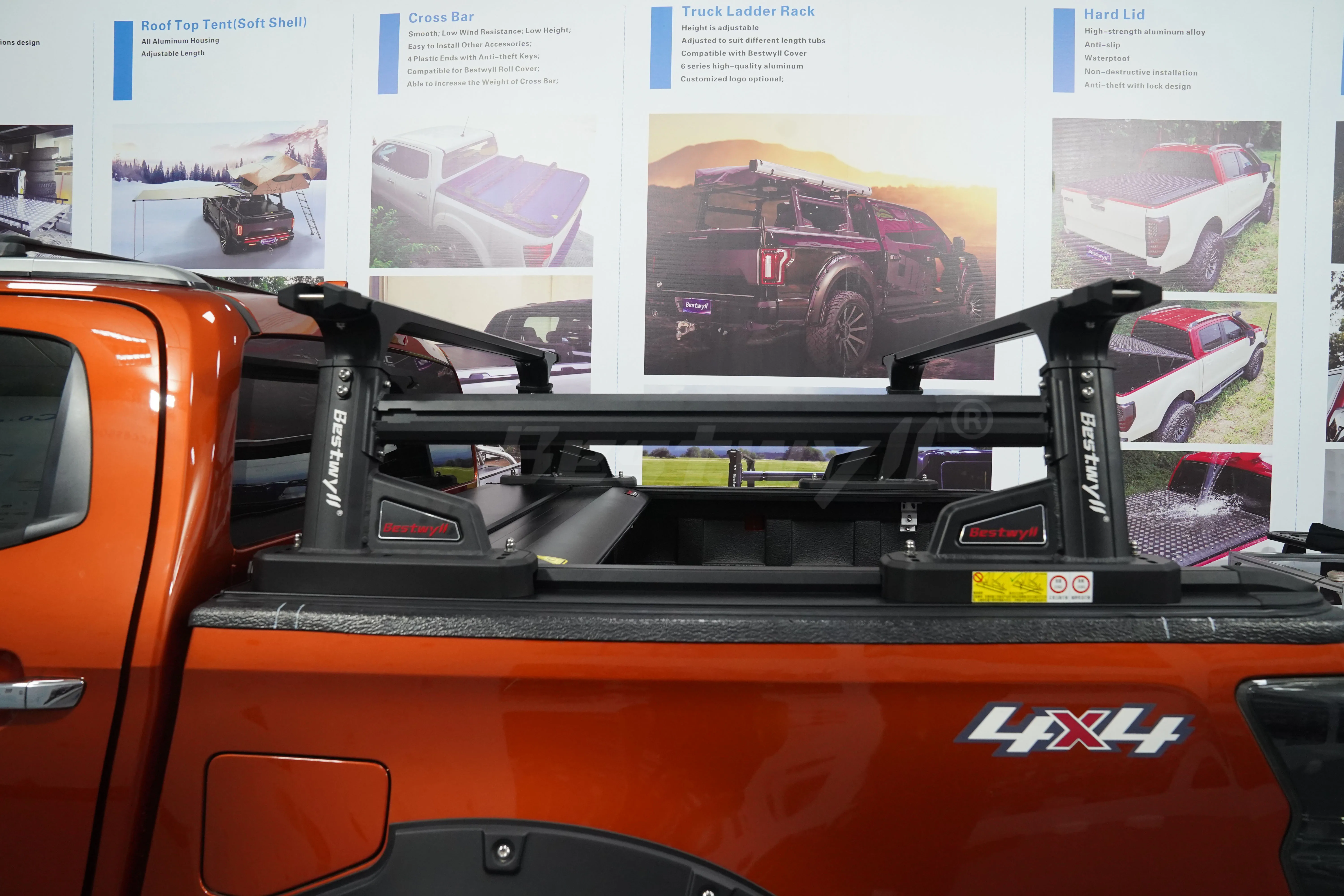 BESTWYLL 4X4 Adjustable aluminum pickup bed roof rack truck ladder rack For Isuzu Dmax