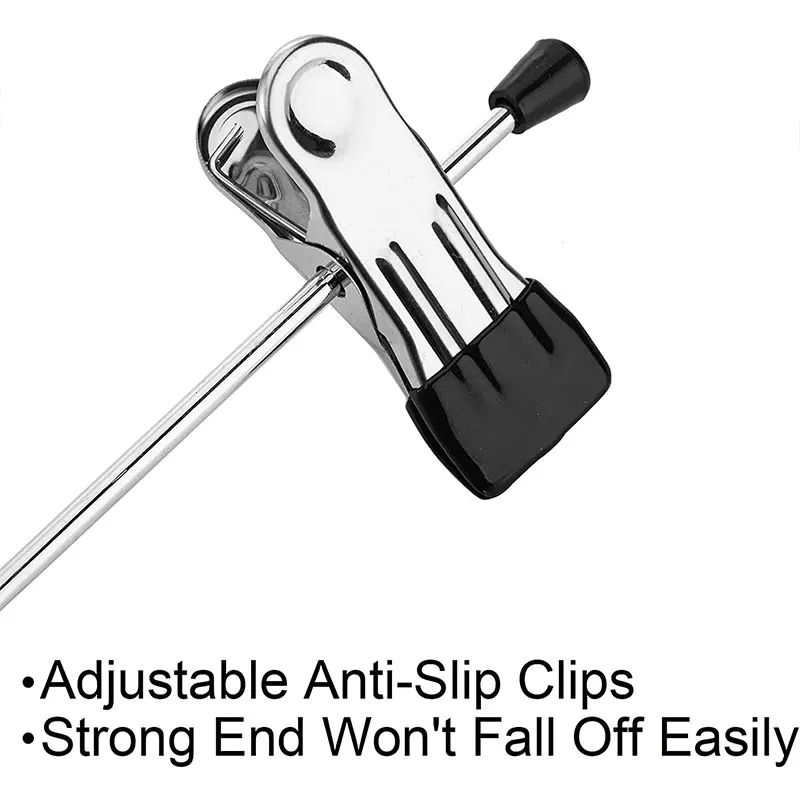 Pant Hangers with Heavy Duty Clip Skirts Hangers Stackable Add on Metal Clothes Hangers with Adjustable Clips Black Rubber