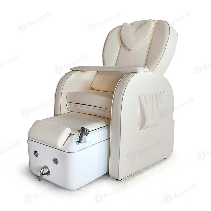 Reclining Nail Salon Furniture 1 Motor Foot Spa Massage Chair No Plumbing Luxury Pink Manicure Pedicure Chair