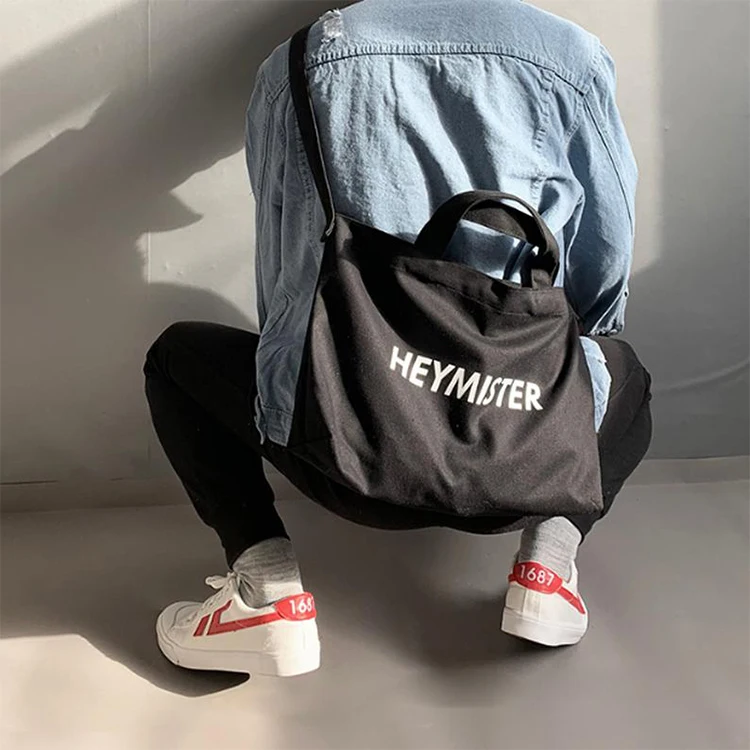 Wholesale Eco Friendly Custom Large Crossbody Cotton Canvas Tote Bag with Single Shoulder