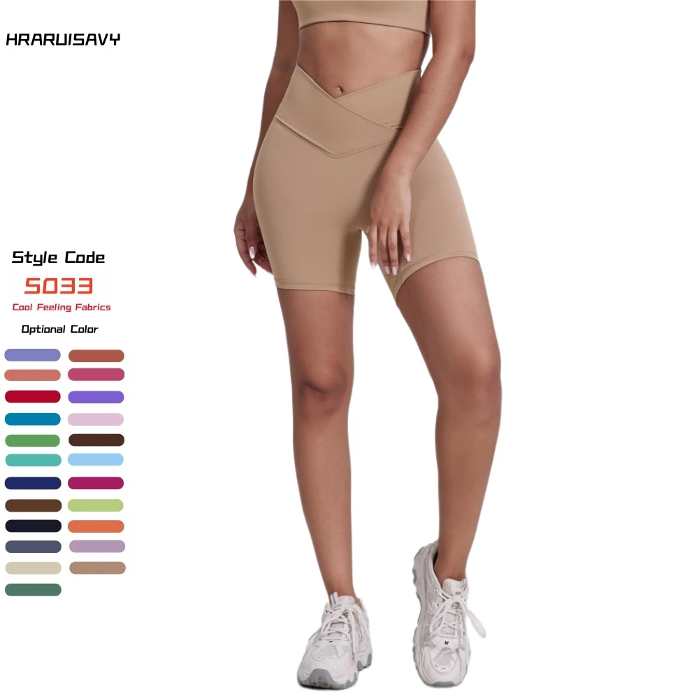 HEARUISAVY Cooling Fabric V Waist Biker Shorts Premium Thick Workout Running Shorts For Women Gym Fitness Wear