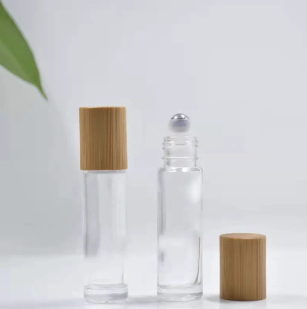 10ml 15ml white porcelain rollon bottle with bamboo lid
