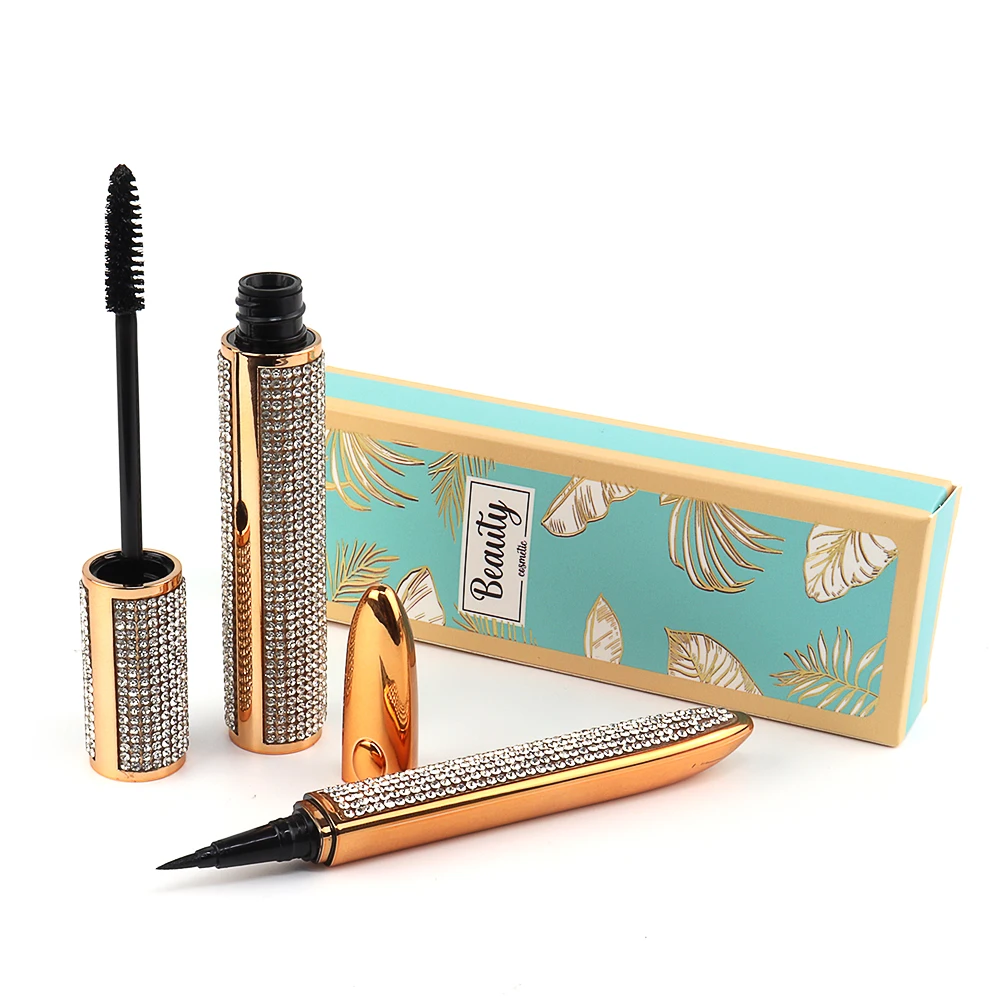 Customized golden shiny eyelash longer mascara crystal popular waterproof liquid eyeliner glue pencil