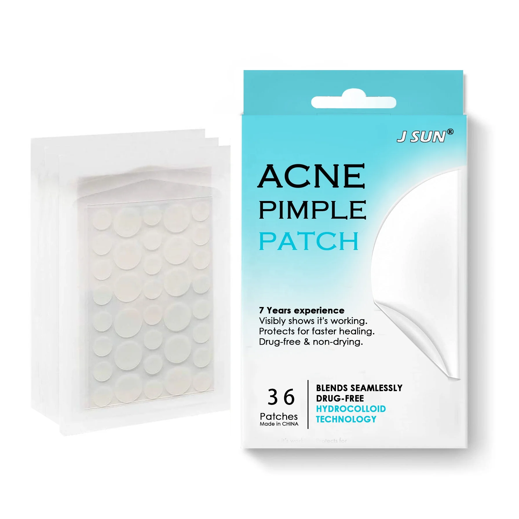 36 count Hydrocolloid Acne Pimple Patch for Covering Zits and Blemishes,Size can be selected according to the size of the acne