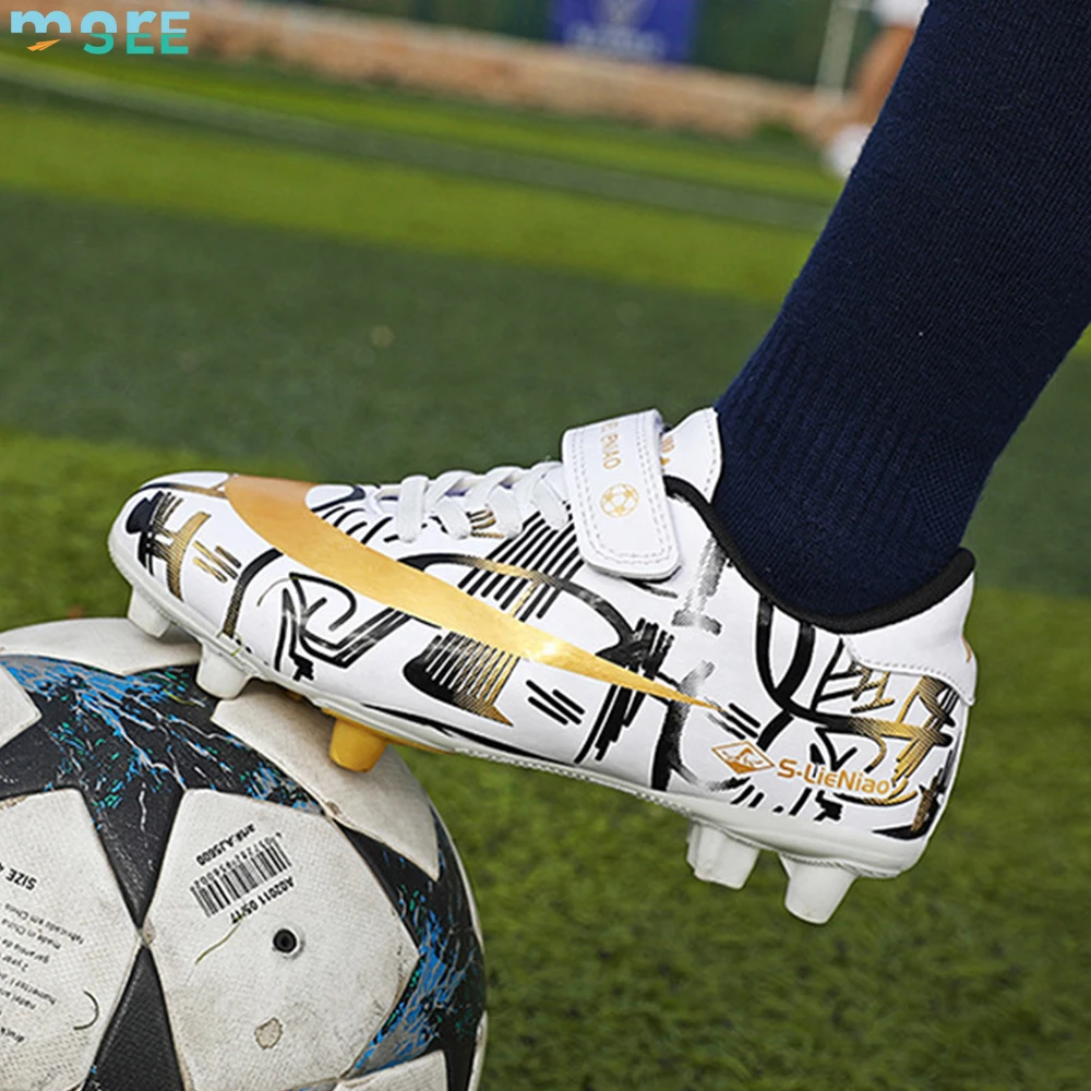 SeeMore Original Kids Soccer Cleats Outdoor Football Cleats Firm Ground Soccer Cleats Athletic Outdoor Football Shoes