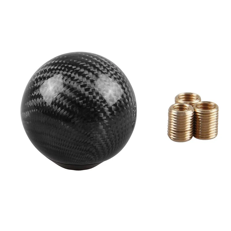 Черные ручки переключения передач из углеродного волокна на заказ с адаптерами, круглая шаровая ручка переключения передач из углеродного волокна, автомобильная ручка переключения передач