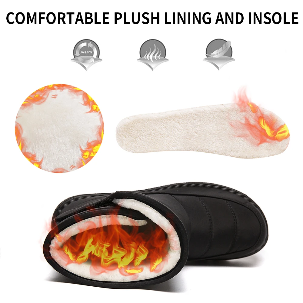 Snow Boots For Women Waterproof Soft shoe flat sole Winter Warm thickened plush Outdoor sports Women Keep Warm Snow Boots