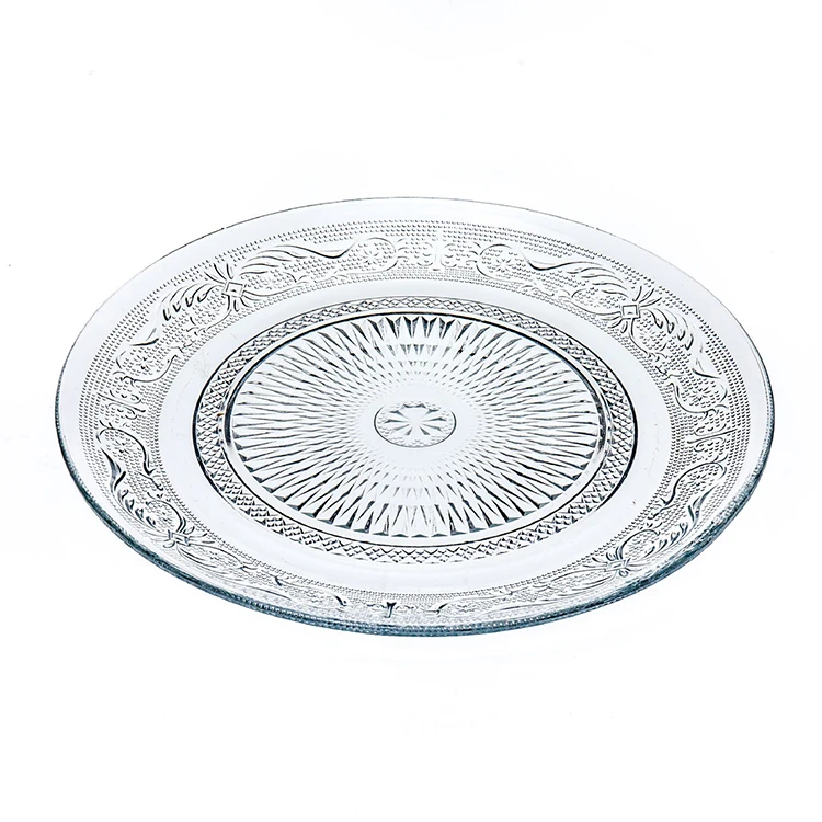 Wholesale Elegant Wedding Transparent Charger Plate Home Dinner Round 13 inch Clear Glass Desert Salad Fruit Plates Set