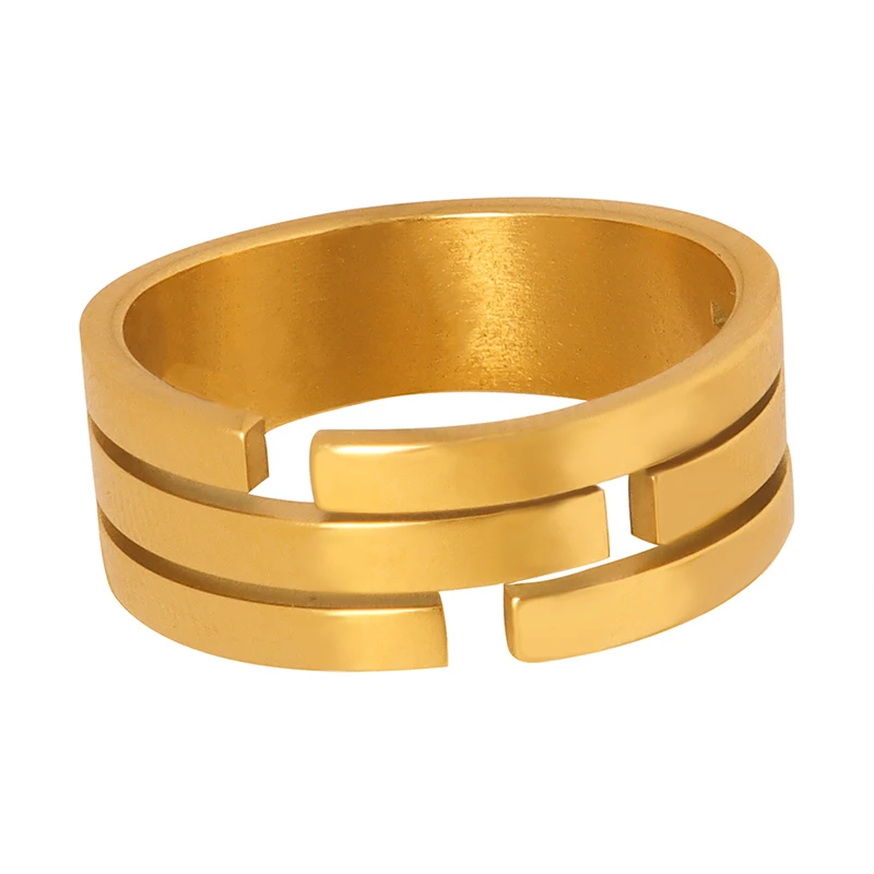Hip Pop Ring Hot Selling New Arrival Polished Ring 18k Gold Plated Stainless Steel Wholesale Jewelry Supplier