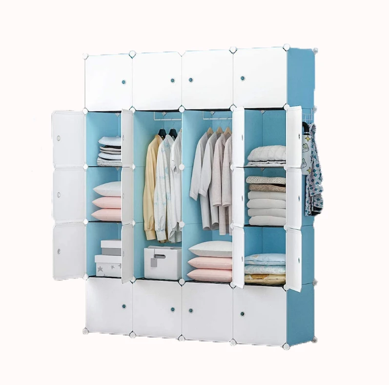 Portable wardrobe for hanging clothes, bedroom storage cabinet cubic closet modular plastic cabinet closet