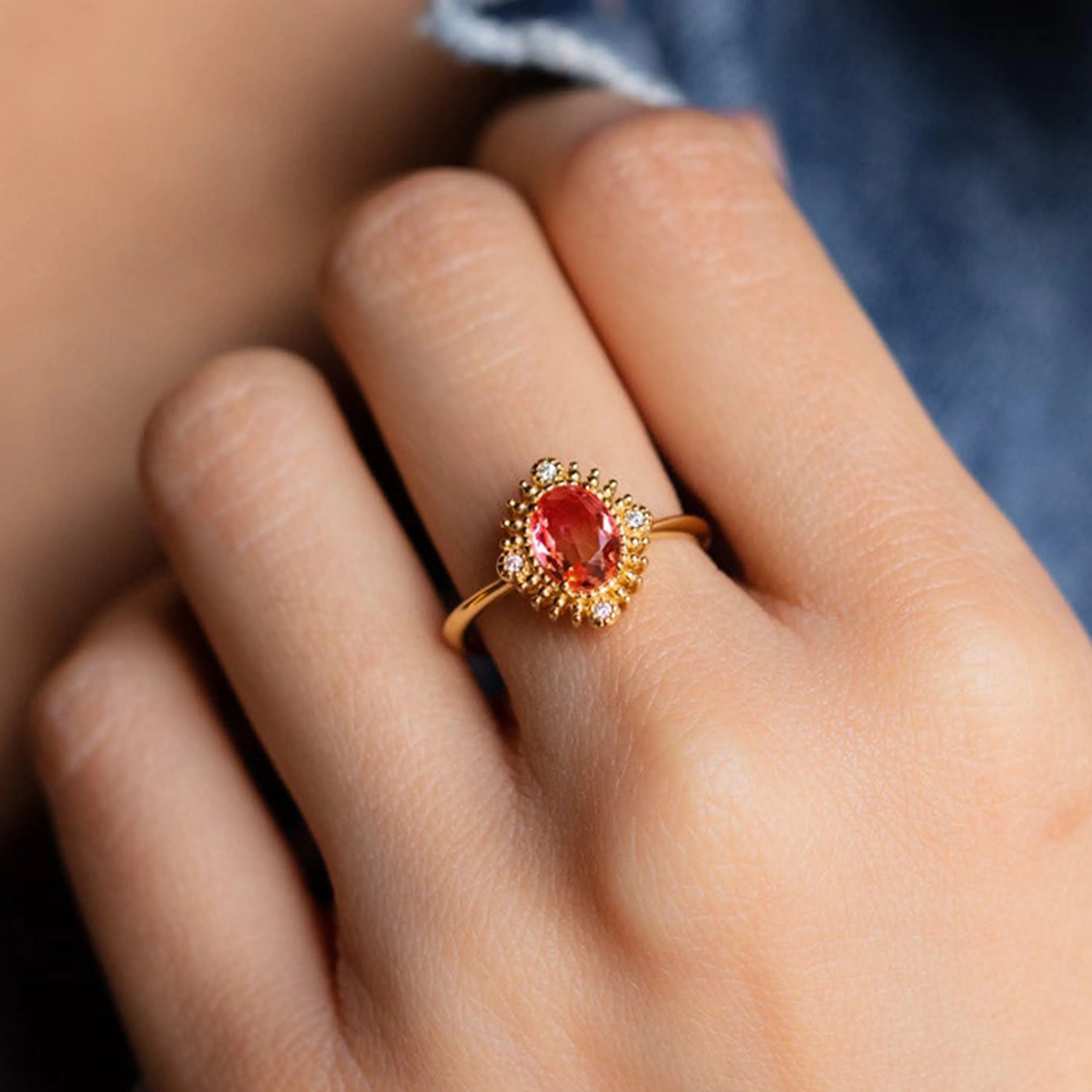 October Birthstone Natural Oval Cut Pink Tourmarline Gemstone Women Promise Jewelry Ring