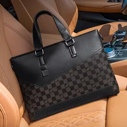 Hot sale genuine leather men briefcase fashion retro black men business handbag laptop bag supplier OEM